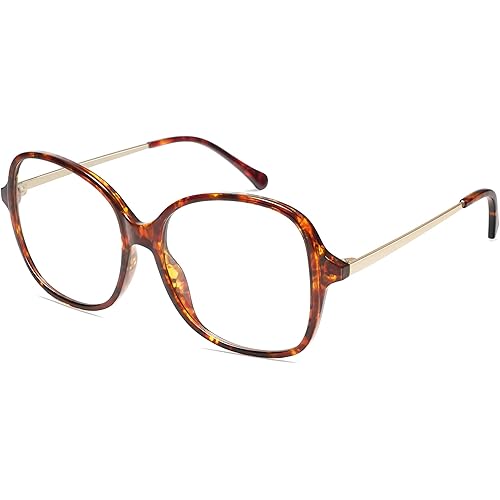 SOJOS Oversized Square Blue Light Blocking Glasses for Women Ultralight TR90 Frame Clear Lens Eyeglasses SJ5097