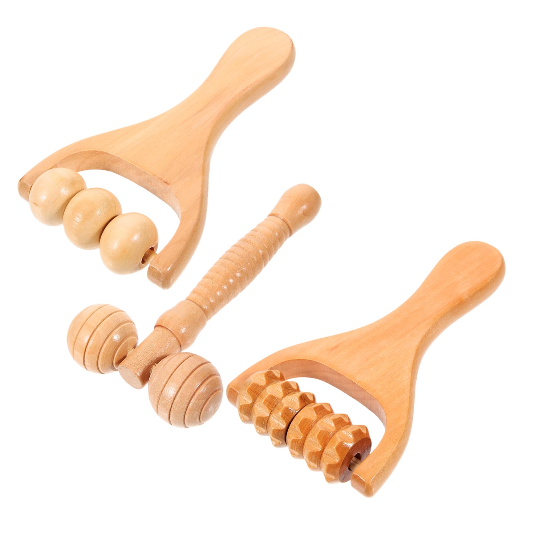 BCOATH Wooden Massage Rollers for Foot Neck Shoulder 3 Pack Ergonomic Design for Easy Use
