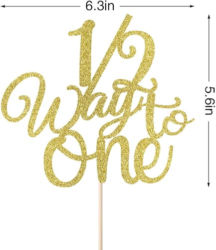 Miniatura 2 de Naicaek Decoración de pastel de 12 Way to One, decoración de pastel de 6 meses, decoración de pastel de medio camino a uno, decoración de fiesta de