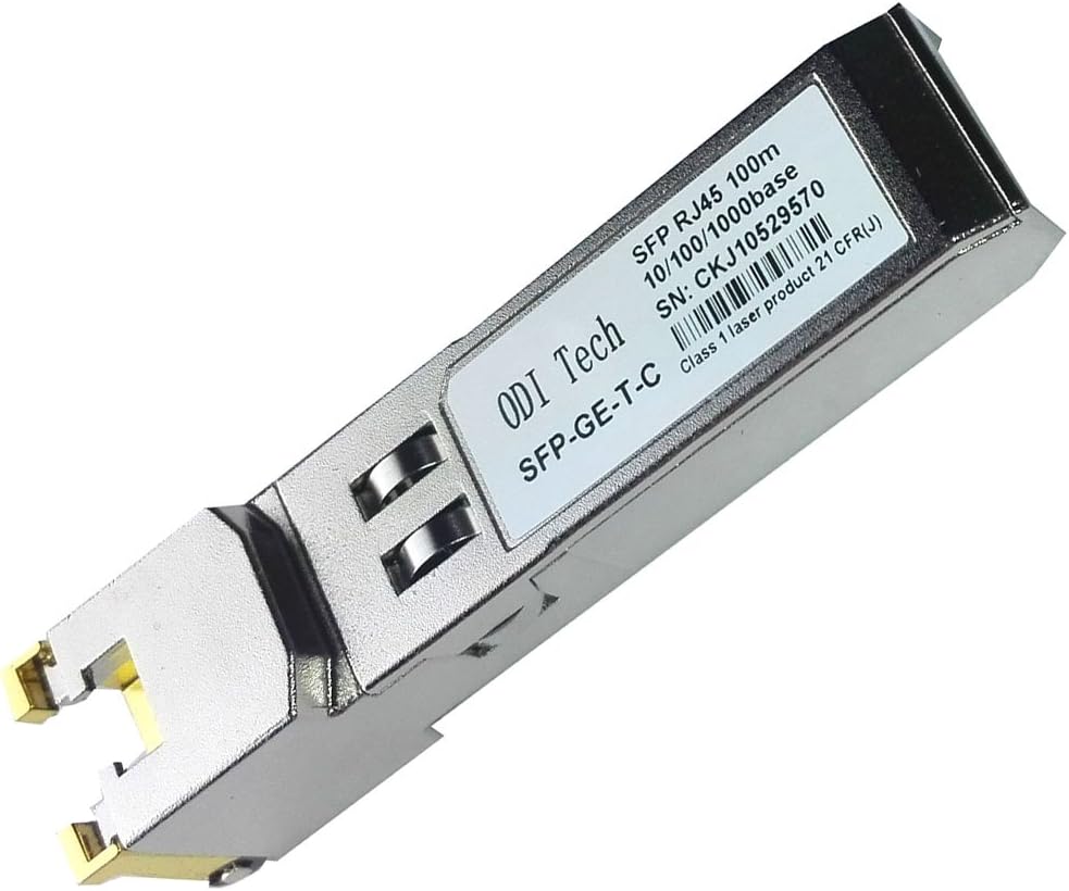 ODI Tech 10/100/1000BASE-T Auto-Negotiation SFP RJ45 Transceiver SFP Module Cisco Compatible GLC-T Gigabit RJ45 Copper Mini-GBIC - 1000Base-T Copper RJ45 SFP Module