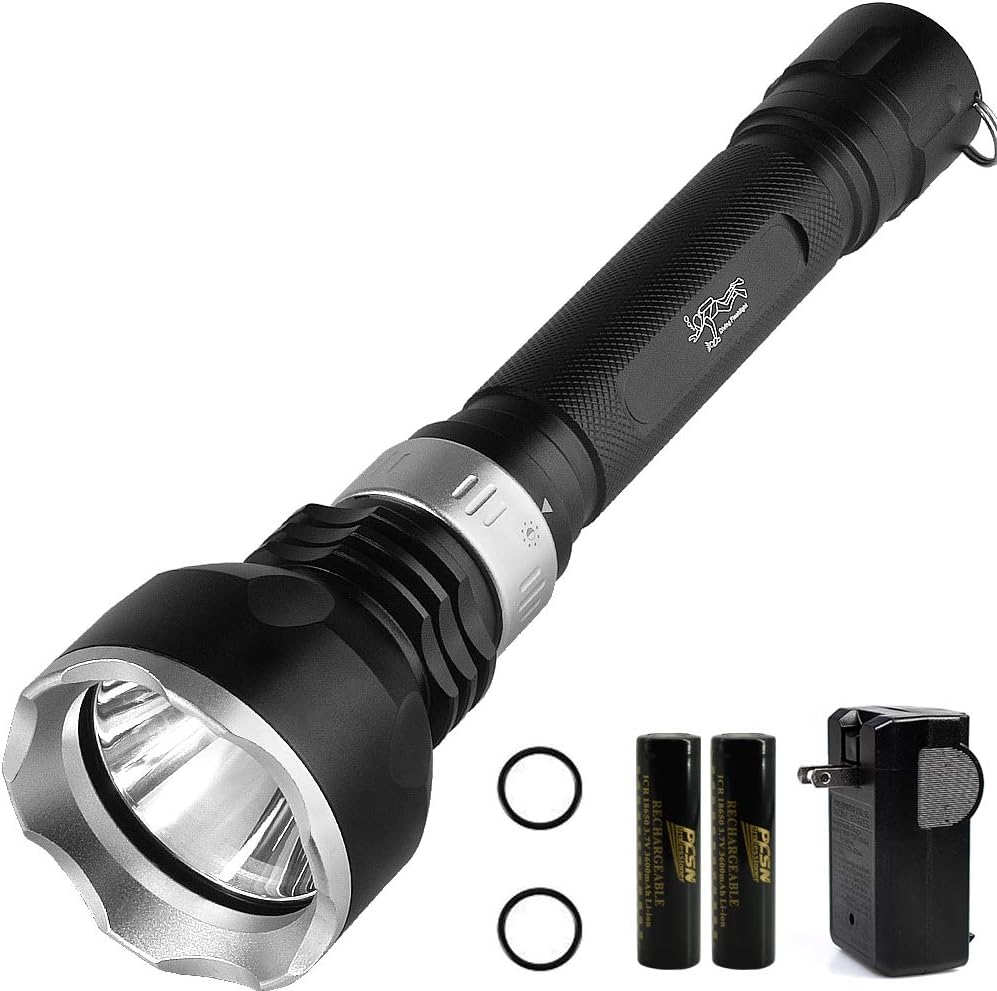 PFSN LED Dive Torch Rechargeable 3000 Lumen Scuba Diving Torches Underwater 80m Waterproof Flashlight Super Bright Diving Light Best for Under Water Sport