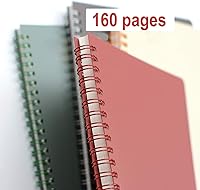 Vista 7 de Cuaderno estético en espiral, 4 piezas de plástico grueso A5 de tapa dura de 0.315in, rayas, 4 colores, 80 hojas, 160 páginas diarios para estudio