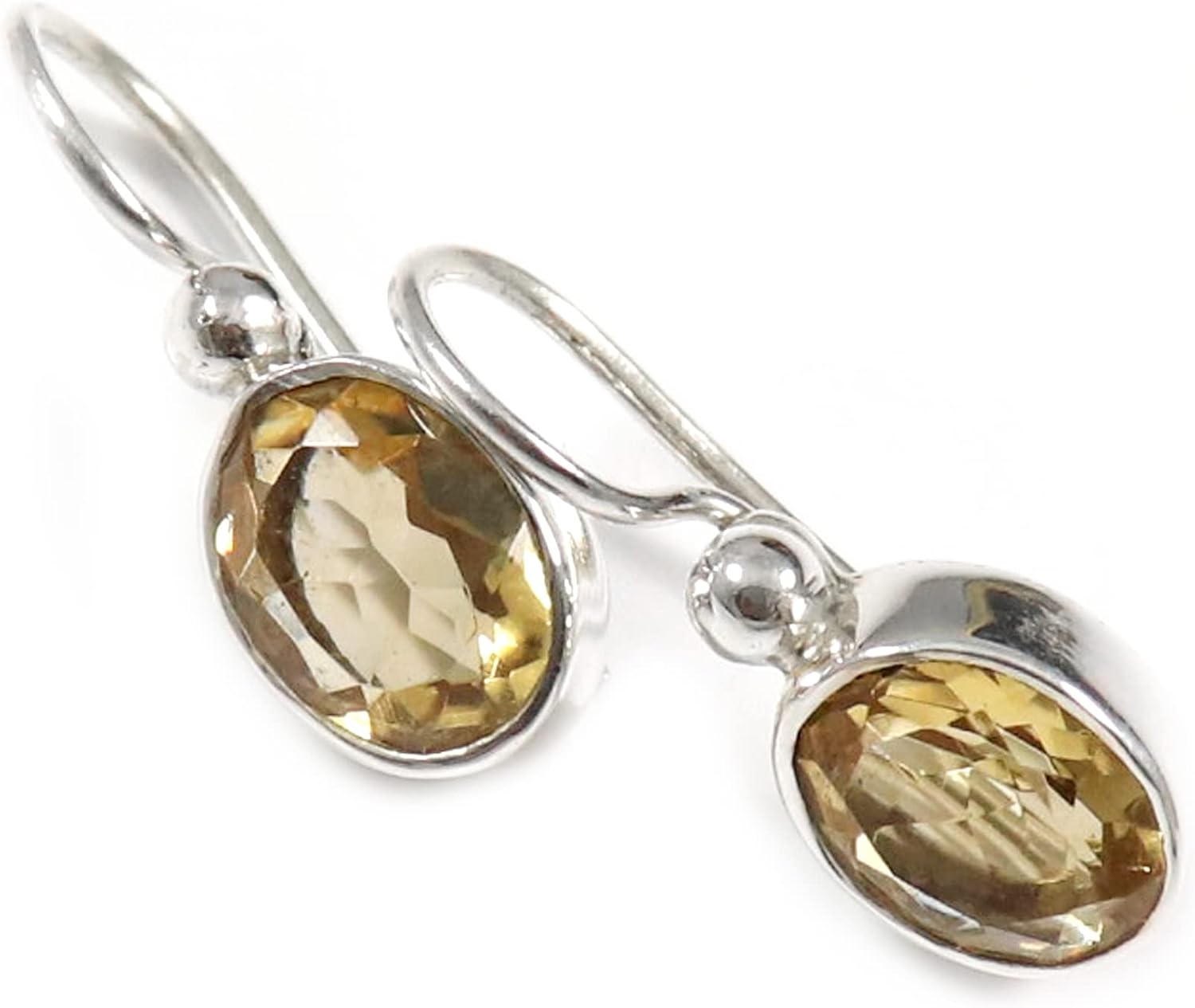 Goyal Exports Citrine Faceted Gemstone 925 Sterling Silver Drop Dangle Earring Jewlery SEG86A