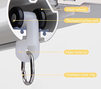 UrbanUp Curtain Track Aluminum Alloy Ceiling Mount Curtain Sliding Track System, Room Divider Curtain Rod Bracket, Blackout Curtain Single Tracks for Doorway/Window(White,5m(16.4ft))
