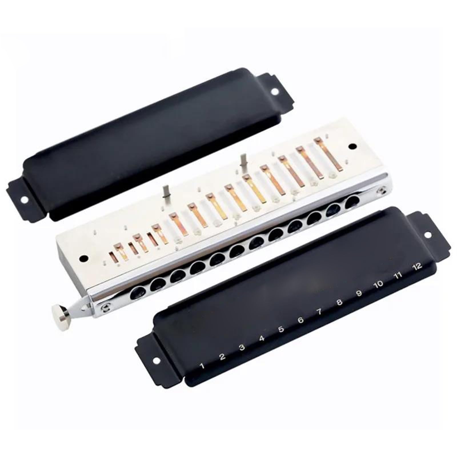 Harmonica Blues Harmonica Chromatique 12 Trous 48 Tons Clé De C | Harmonica chromatique 12 trous 48 tons clé de C pour joueur professionnel débutant