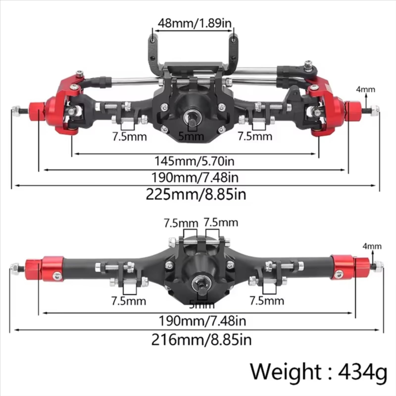 Kompatibel Mit Axial Für SCX10 90046 90047 1/10 RC Crawler Auto Upgrade Teile Zubehör Vorne Hinten Gerade Komplette Achsen RC Modifikations Zubehör
