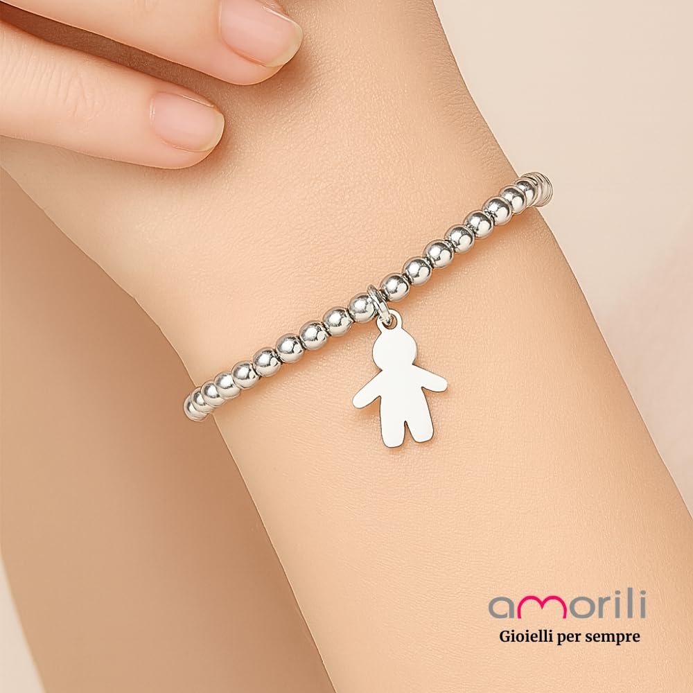 Bracciale Nascita Bimbo Maschietto Donna in Acciaio Inox Personalizzato con Incisione | Braccialetto Elegante Regolabile | Gioiello Futura Mamma Baby Shower Battesimo Regalo bcc2778