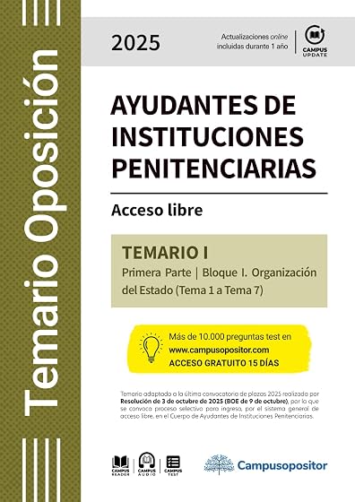 TEMARIO: Cuerpo de Ayudantes de Instituciones Penitenciarias 2025. TOMO I