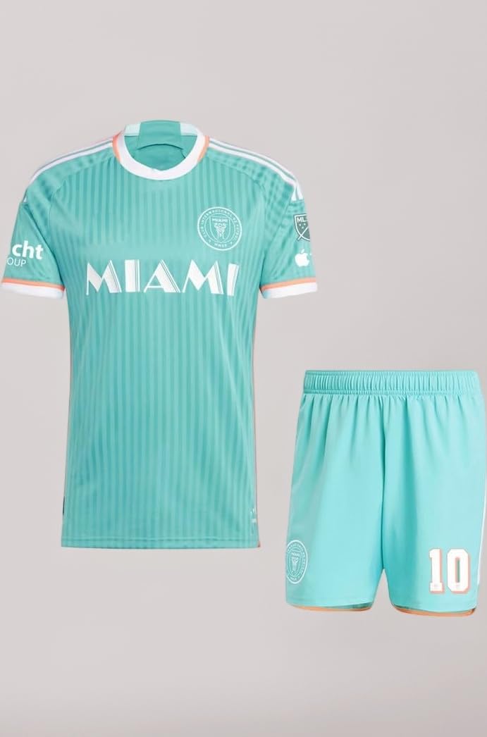 RJM Miami Jersey Messi Tshirt with Green Shorts 2024 (Men,Kids,Boys)