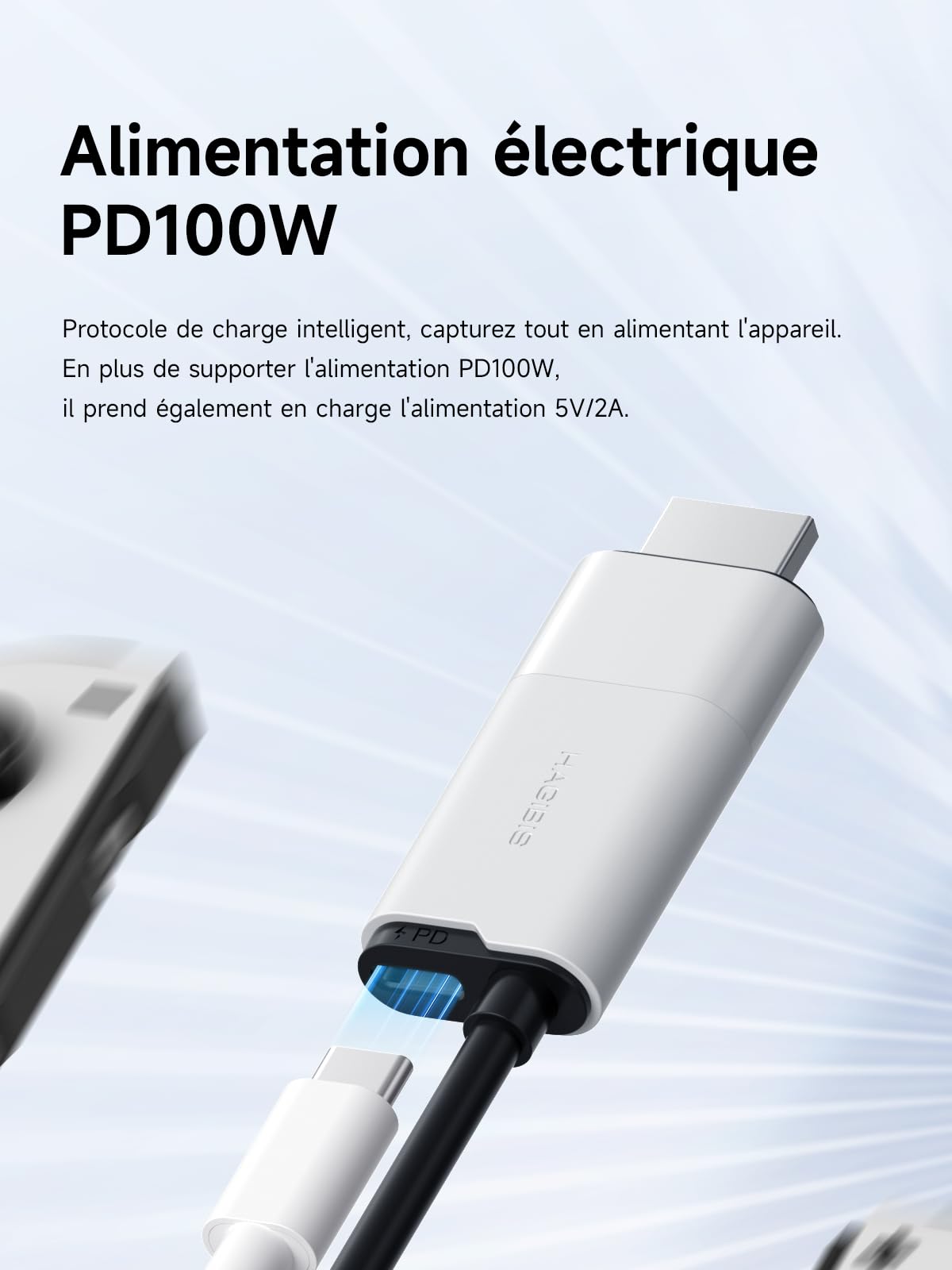 Hagibis Carte de Capture vidéo USB 3.0 avec 100 W PD, câble HDMI vers USB A/USB C 1080p @ 60 fps YUY2 MJPEG MS2130 pour Quest 3 VR Switch PS4/5 Diffusion en Direct, Jeux, Streaming, enregistreur