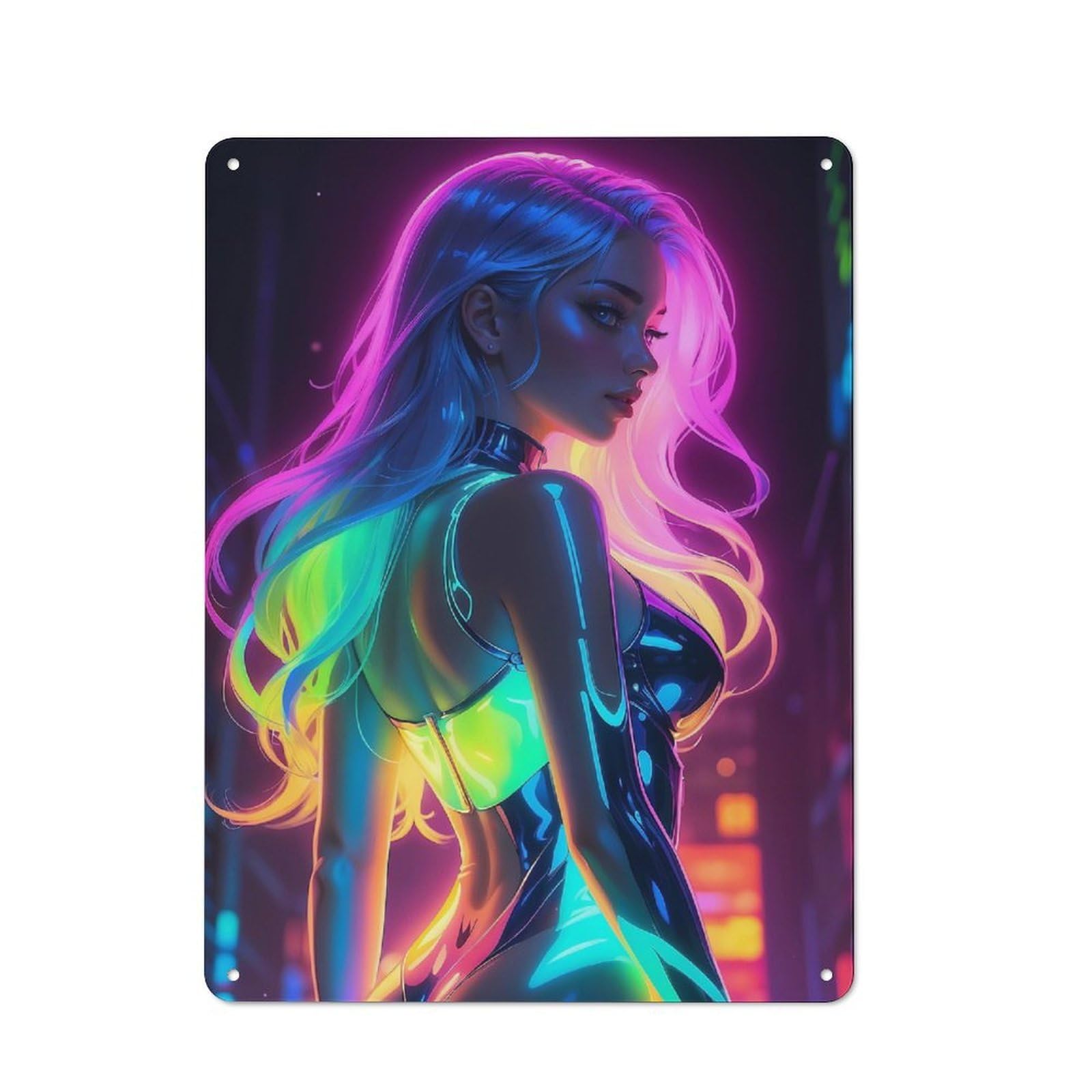 Retro Neon Rainbow Woman Metal Gift Sign 40x30cm, Home Wall Decor for Flat, Dorm Room, Lounge Or Cafe