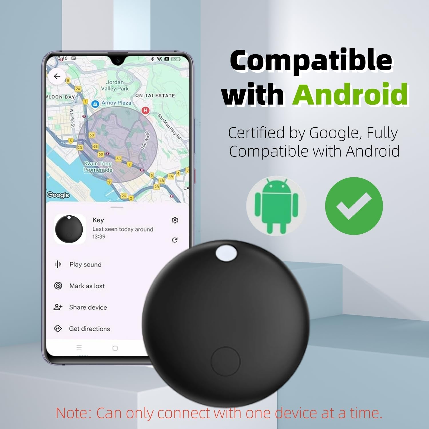 Android Smart Tracker Tag, Localizzatore Bluetooth Compatibile con Andriod, Air Tracker Tag Con Due Protezioni in Silicone Tracker per Chiavi, Bagagli, Borse, Zaini, Impermeabile (nero, 2 pcs)