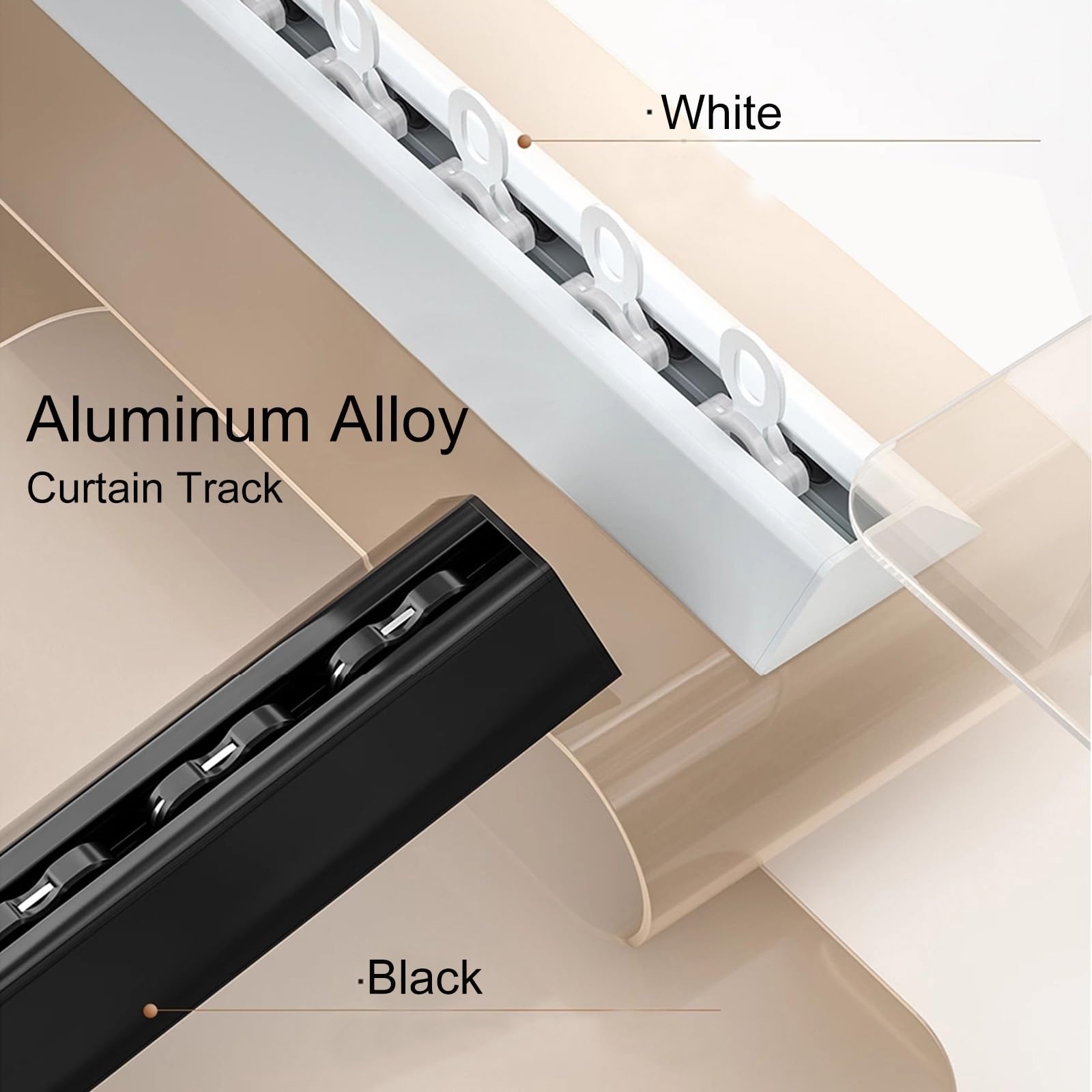 Einzelnes Vorhangschienensystem, Gardinenschiene Aluminium 1-läufig, Decken-Vorhangschiene Mit Stummen Rollen Stark Und Müheloses Gleiten Für Wohnzimmer Zu Vorhängen Gardinen(Black,2.7m(8.6ft))