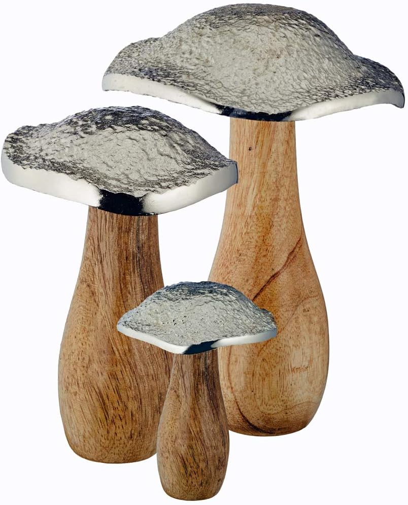 S Cepewa Pilz Hammerschlag Deko Fliegenpilz 3 Grossen Holz Aluminium Herbst Dekoration Figuren Statuen Garten Sechloe Dk Deko Pilz Holz