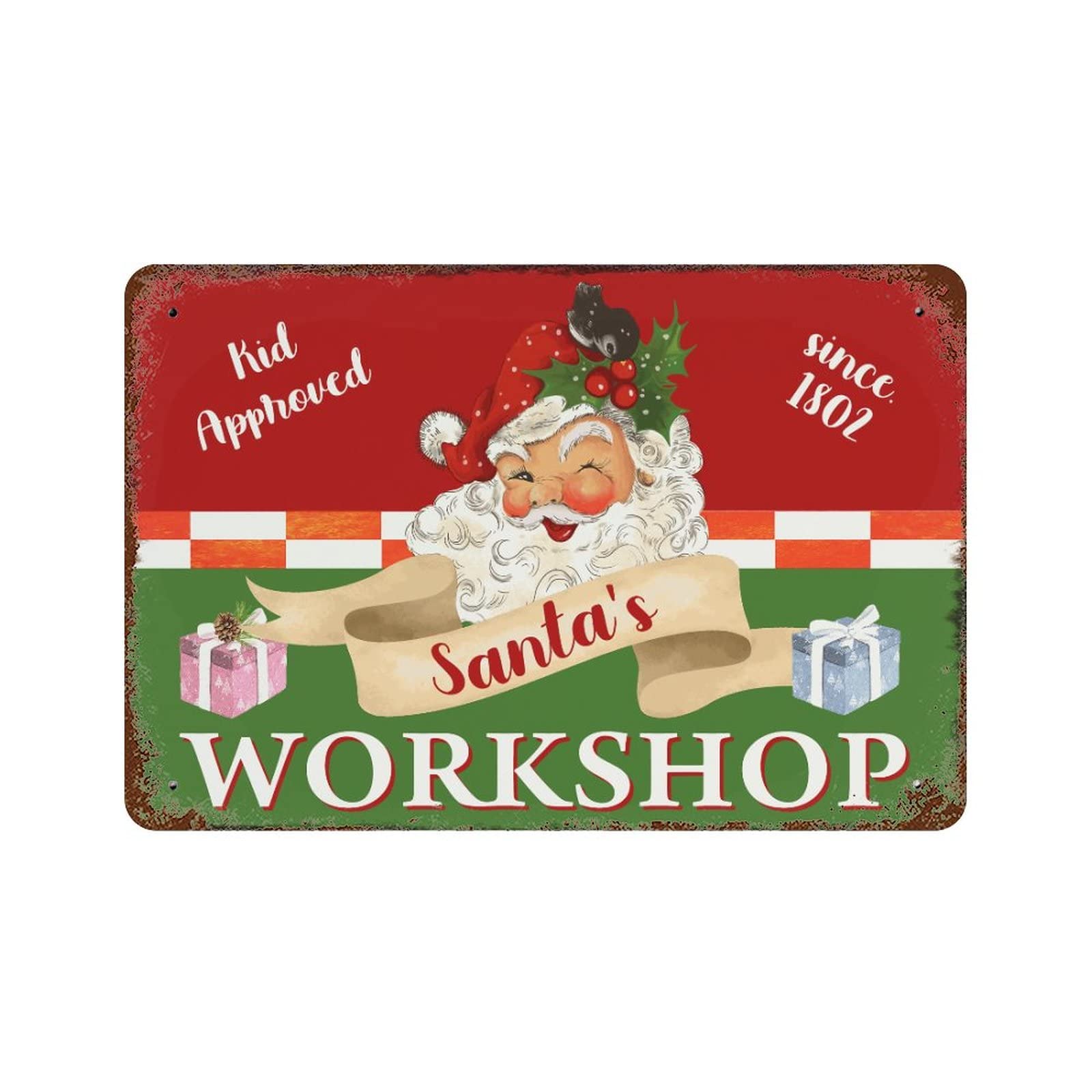 Panneau en métal de Noël Santa's Workshop pour remplacer les décors fragiles
