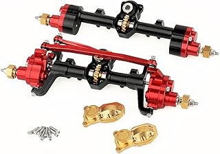 ZXYRC Metal Front and Rear Portal Axle Housing with Brass Diff Cover with Steel Gears for Axial 1/24 SCX24 Crawlers Upgraded Part