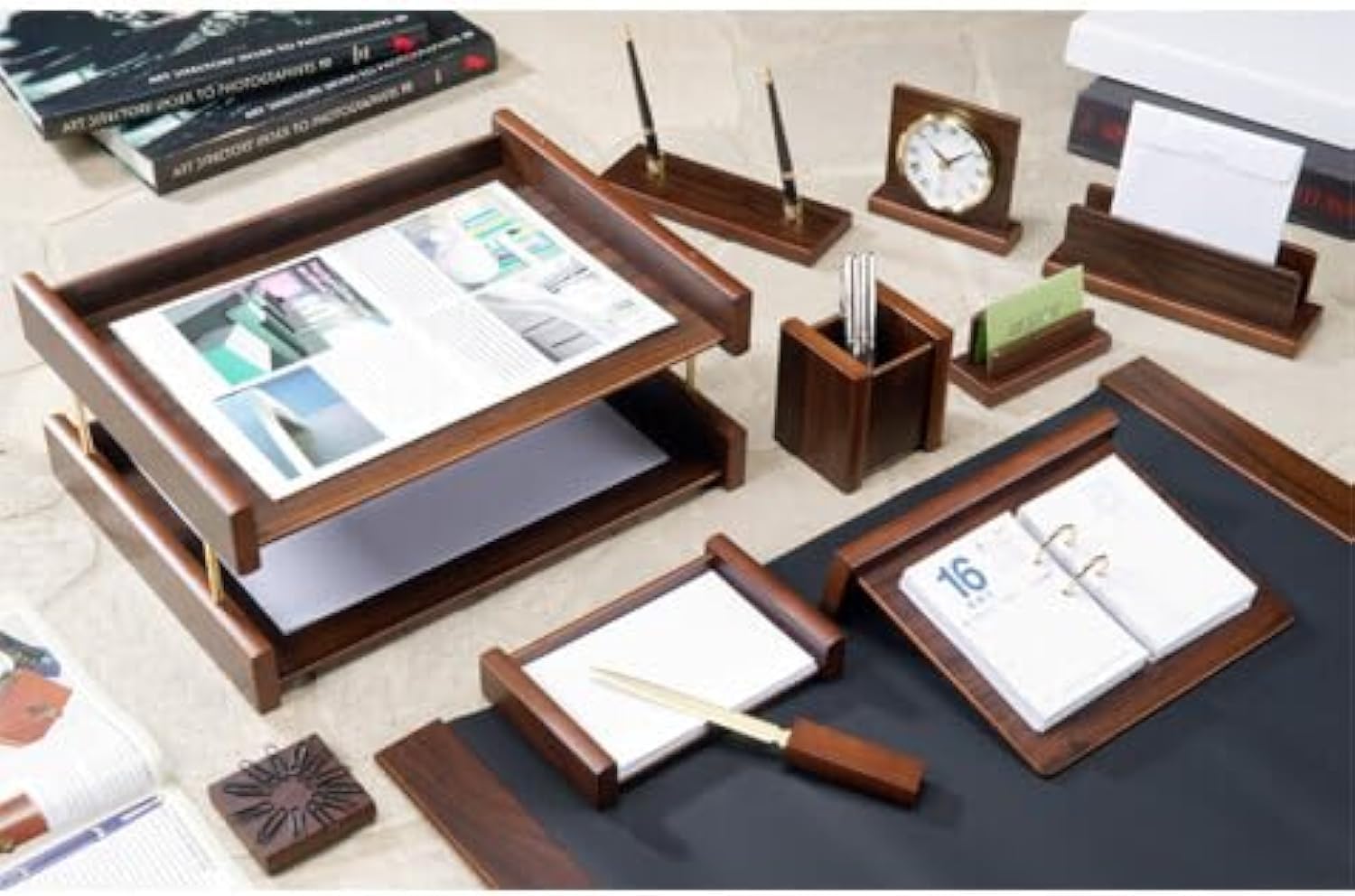 Executive 11 Pcs Wooden Desk Set (WALNUT)