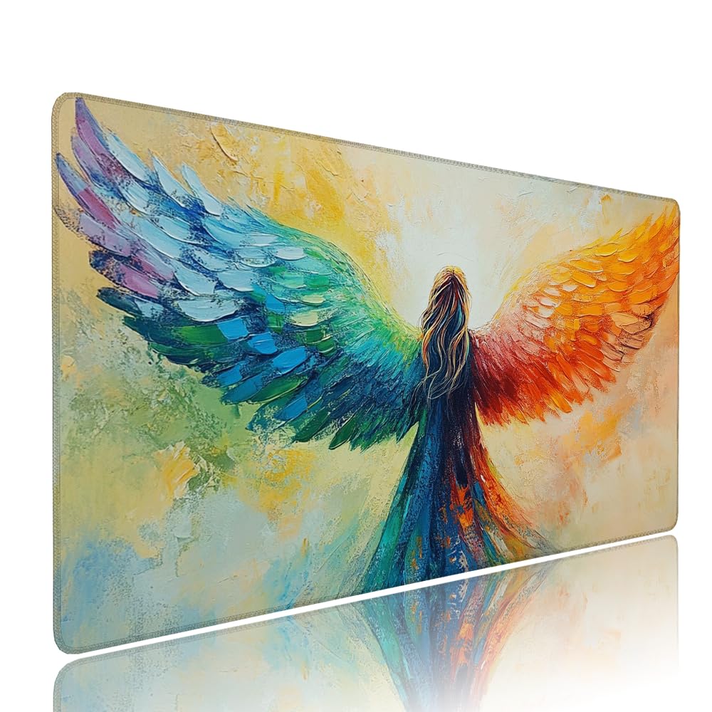 Alfombrilla de Mouse para Juegos, Colore, XXL, Antideslizante, Impermeable, Diseño de Angelo, Extendido, Grande, 1200x600x3mm, para PC, Laptop, Ufficio, Famiglia d-205