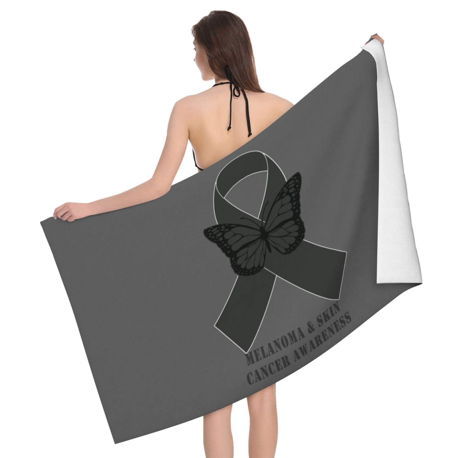 HLBSDM Microfiber Melanoma & Skin Cancer Awareness Beach Towel Quick Dry Soft Sand Free Beach Towels for Pool Swim Beach Lightweight Thin Towels