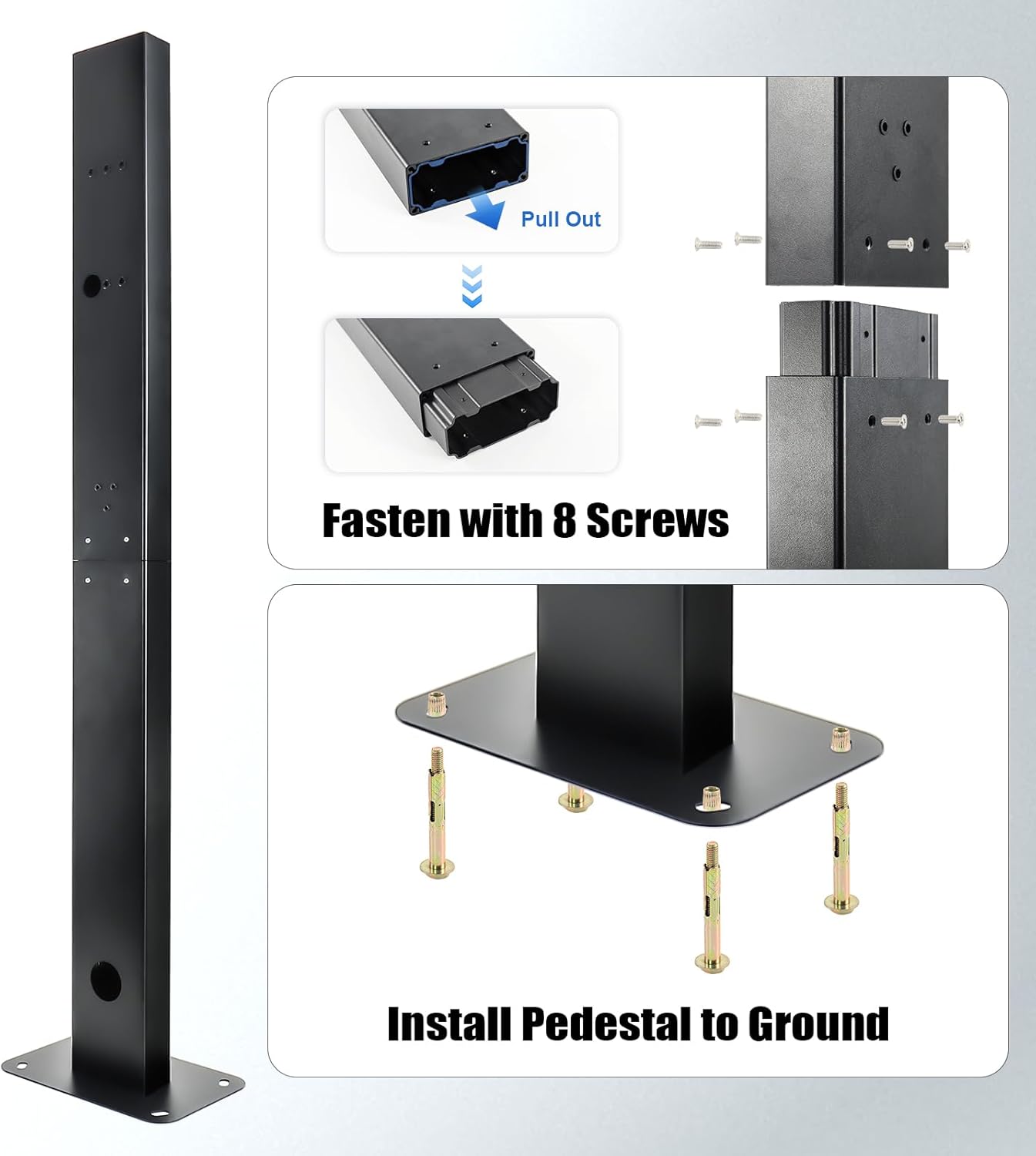 GearUp EV Charger Pedestal Compatible with Tesla Entire Range Mobile Connector & J1772 Outdoor Charge Station Stand