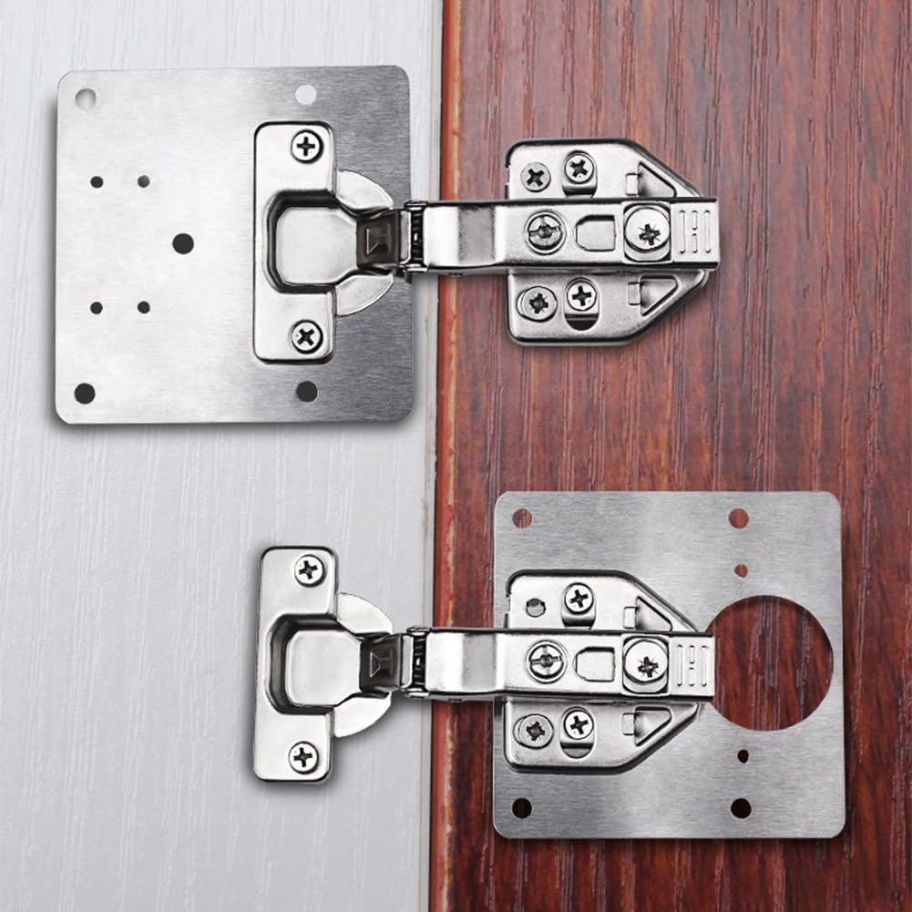 10 Pièces Kit De Réparation Charnière Meuble Plaque Reparation Charniere Porte Placard Cuisine Supports De Réparation Plaques Avec 60 Vis Pour Bois Étagères Armoires Meubles D'Armoire, 9X9 Cm