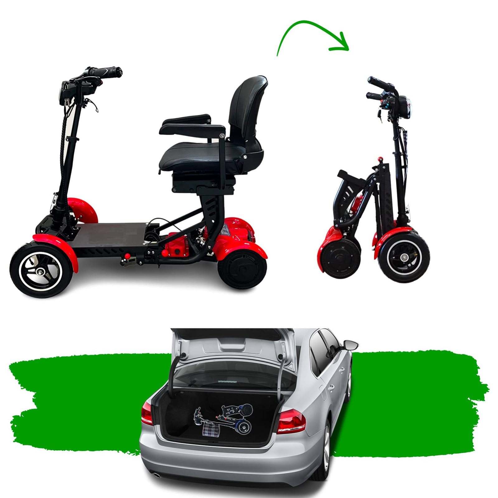 Mobilità Per Scooter 4 Ruote Supporta 136Kg Deambulatori Per Anziani Scooter Leggero Con Sedile Per Adulti Anziani Disabili Dispositivo Di Mobilità Elettrica Pieghevole A 4 Ruote blue