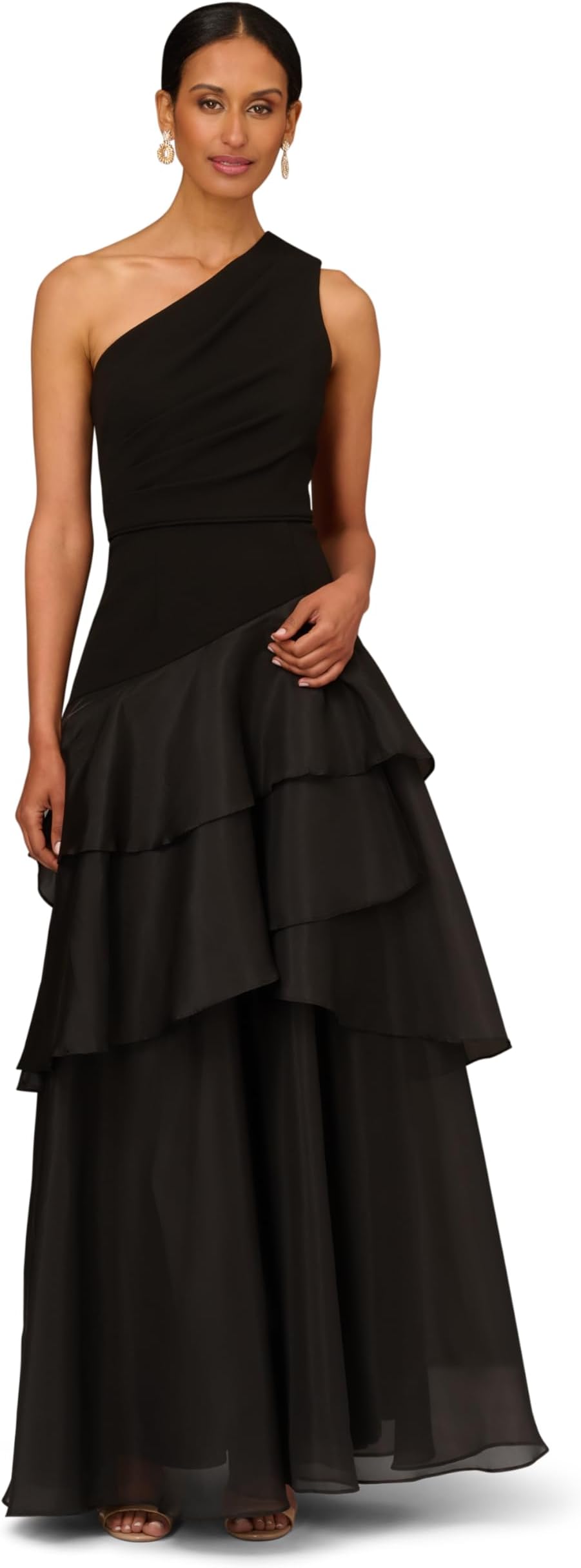 Aidan Mattox by Adrianna PapellWomen's One Shoulder Tiered Gown