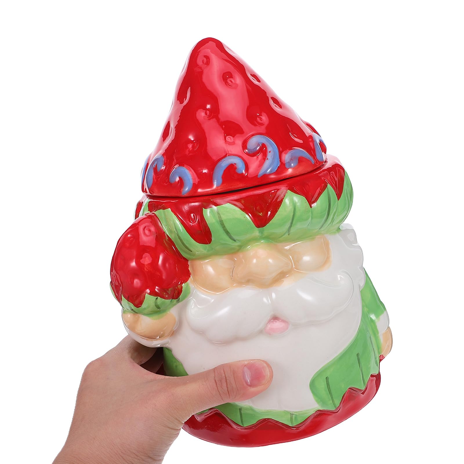 Uonlytech Pot à biscuits Père Noël : boîte à bonbons en céramique de Noël - boîte à biscuits avec couvercle - support à collation de - bol à friandises en porcelaine avec couvercle pour