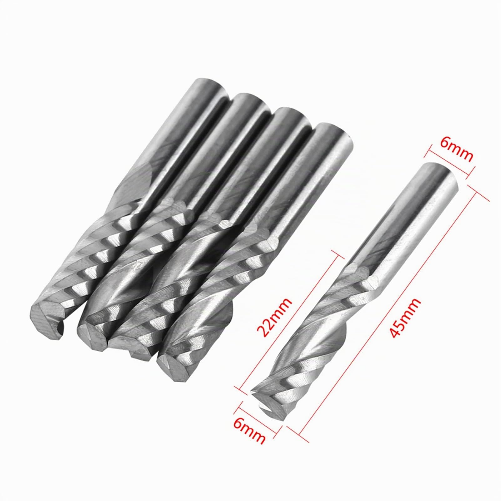 5pcs 6mm Shank carburo di tungsteno singolo flauto frese CNC Router frese per legno alluminio acciaio