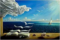 Arte de parede Salvador Dali Dalí Wave Book quadro emoldurado arte em tela para quarto decoração de sala de estar pronto para pendurar