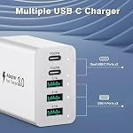 USB C Charger Block, 50W 5-Port Charging Block, 5-in-1 USB Wall Charger 20W Type C & 3.1A USBA, Multiport Phone Charging Adapter Plug for iPhone 17/16/15/14/13/12/11 Pro Max/iPad/Galaxy S25/S24/S23