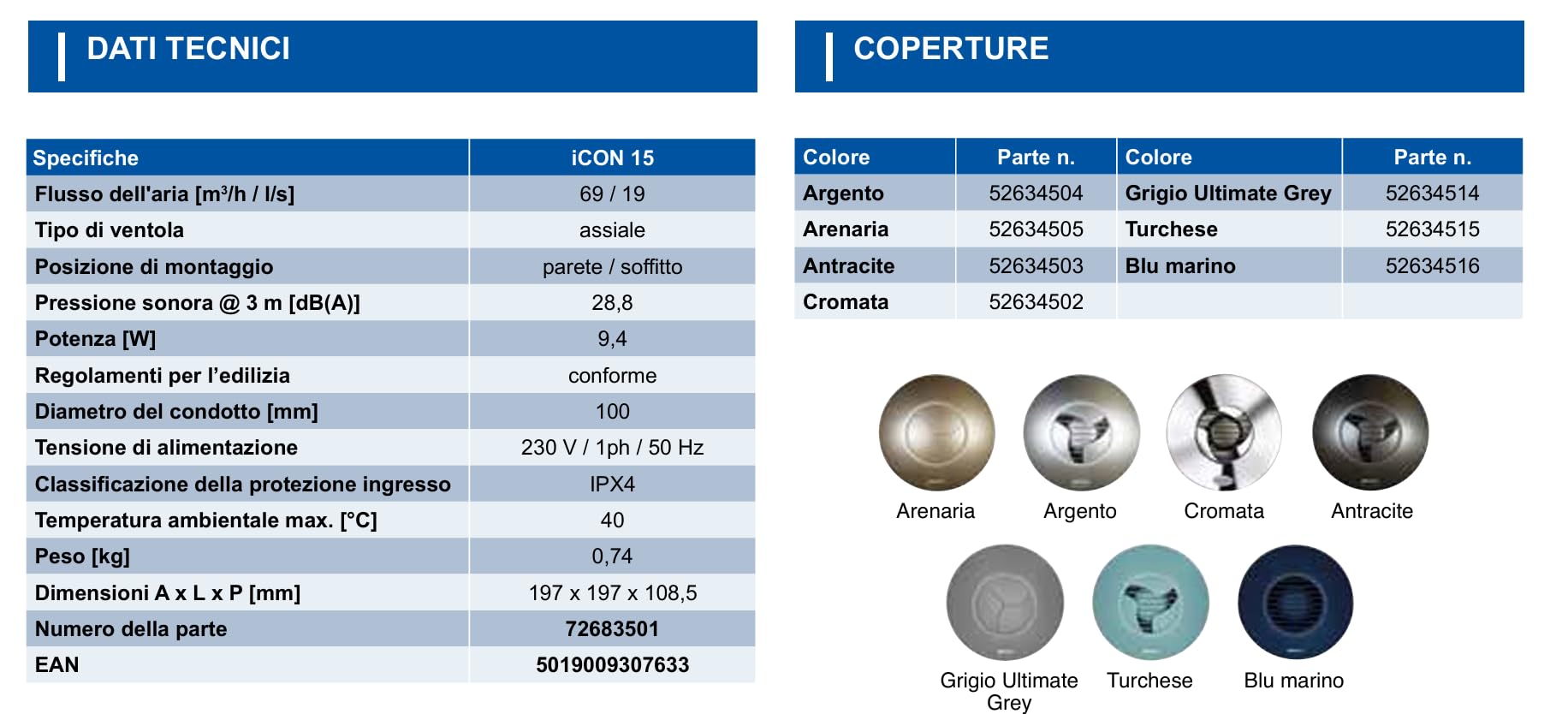 Airflow iCON 15 Aspiratore Bagno con Timer – Iris Brevettato, Auto-Apertura/Chiusura, 28,8dB, 19 l/s, 100mm, Timer 1–30 Min, En-Suite, Garanzia 3 Anni