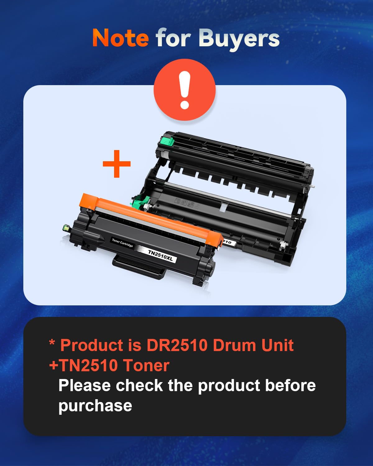 TN2510XL Toner + DR2510 Tamburo Compatibili per Brother TN-2510XL Toner DR 2510 per Brother DCP-L2627DW HL-L2400DWE DCP-L2620DW DCP-L2665DW DCP-L2660DW MFC-L2860DWE DCP-L2627DWE MFC-L2800DW