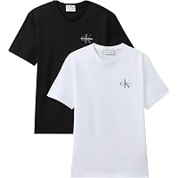 Calvin Klein Uomo T-Shirt Maniche Corte Confezione da 2 Classic Micro Monologo con Scollo Rotondo