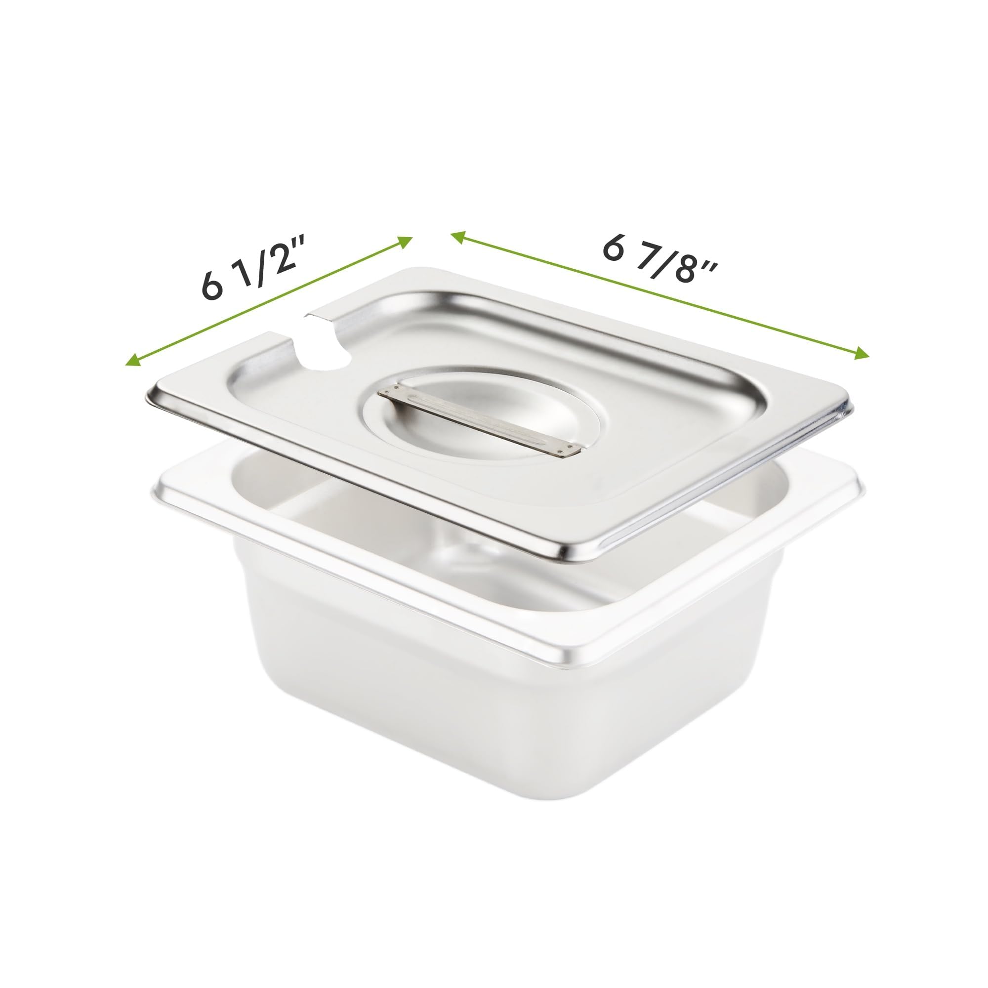 HECMAC Paquete de 6 fundas ranuradas para sartén de hotel, de acero inoxidable, sólidas, para mesa de vapor, catering, alimentos, con asa, 6 unidades