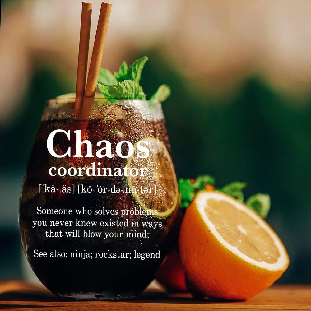 Chaos Coordinator Wine Glass Thank You Gifts for Manager Assistant Administrative Professional Teacher, Mothers Day Gifts Appreciation Gifts for Coworkers - Image 2