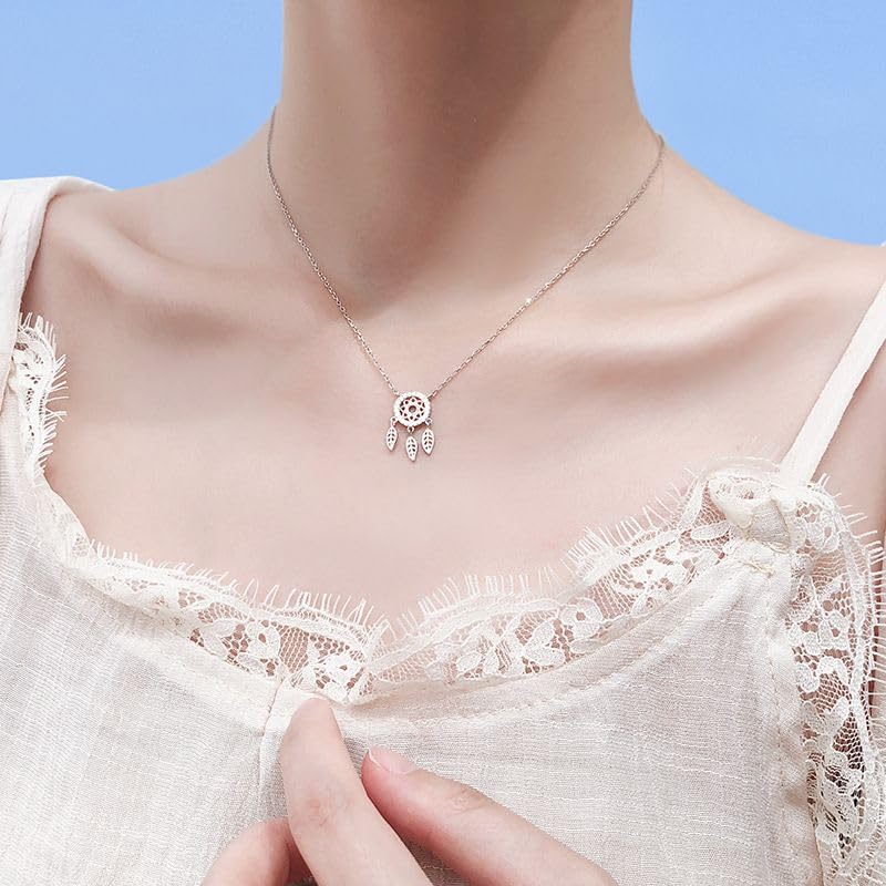 Girocollo da donna con ciondolo a forma di piuma in argento sterling 925