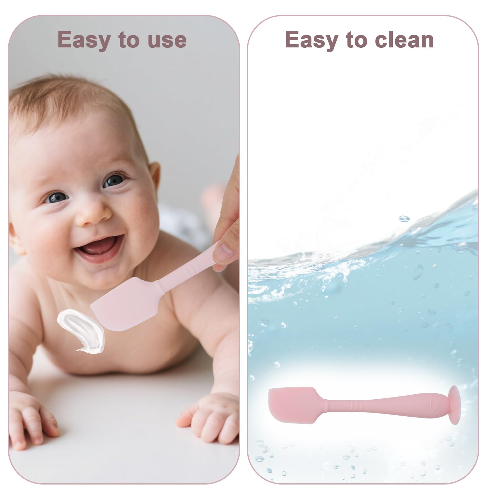 lasuroa 2uds Espátulas para Crema Pañal de Bebé con Estuche, 2 Tamaños Aplicador Pasta de Silicona Suave y Flexible Espátula para Crema Pañal Trasero Bebé Recién Nacido Cepillo (Rosa)