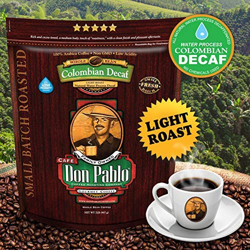 2LB Don Pablo Colombian Decaf Light Roast - Swiss Water Process Decaffeinated - Light Roast Whole Bean Coffee - Low Acidity - 2 Pound (2 lb) Bag - Thumbnail 2