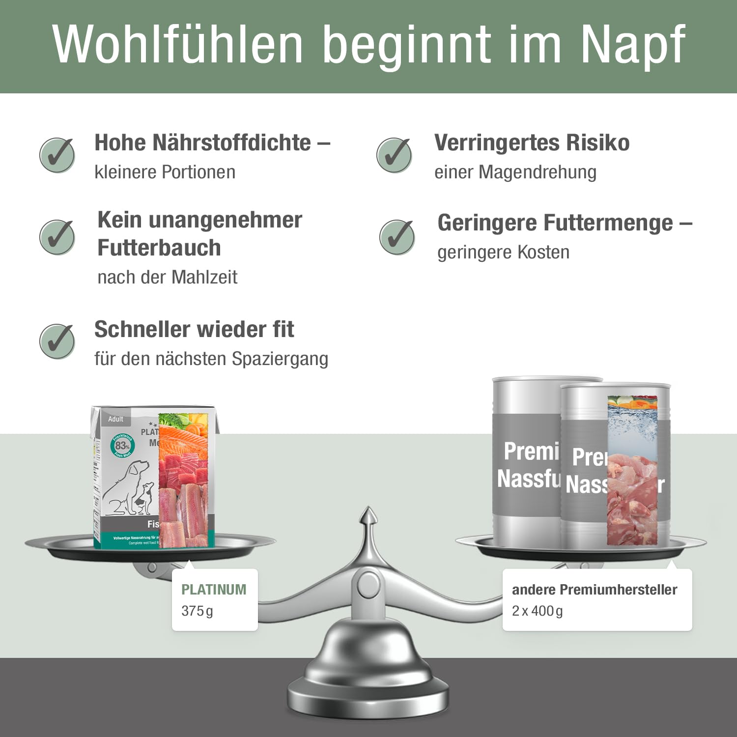 PLATINUM - Nassfutter für Hunde Menu Adult Fish aus FSG - 12x 375g