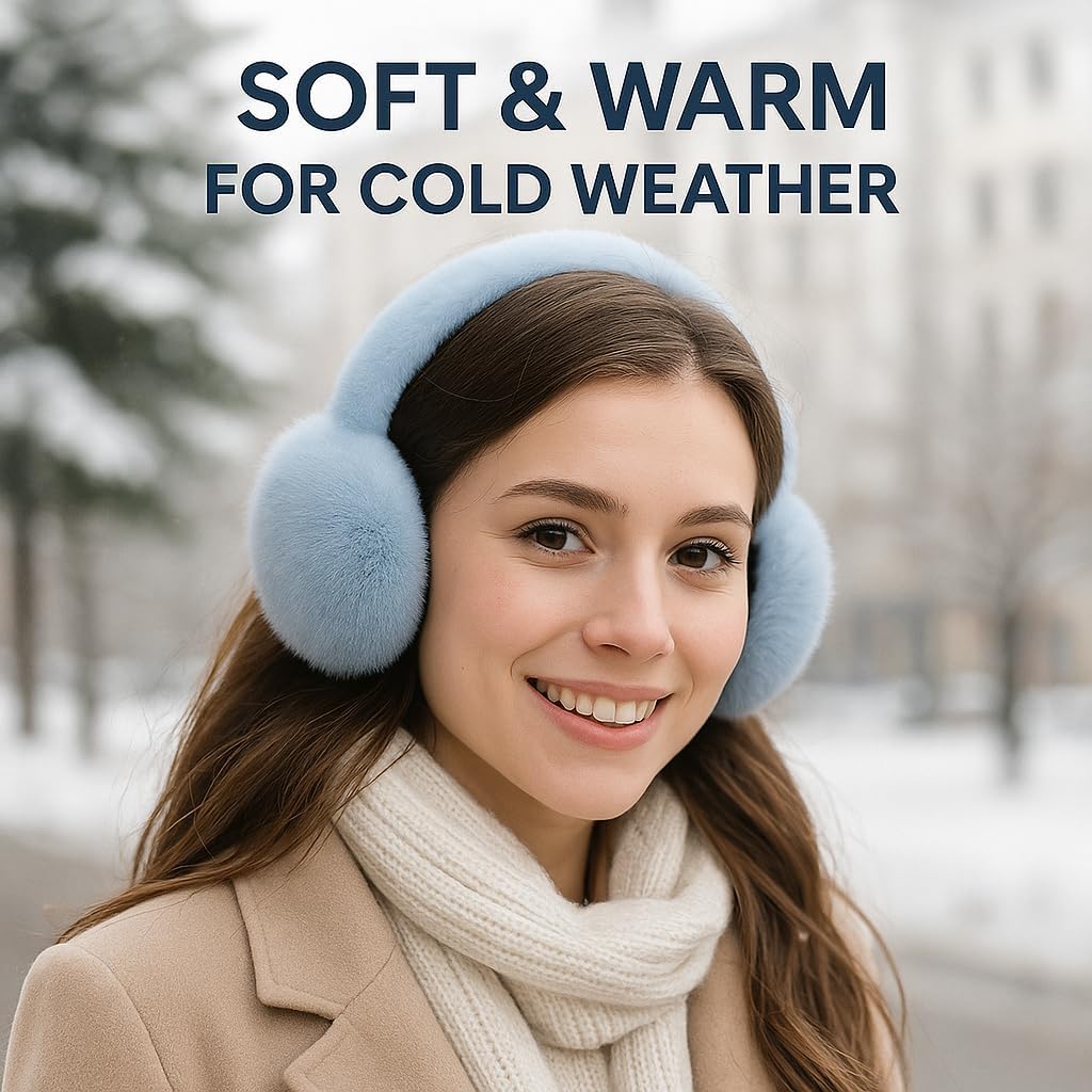Foldable Ear Muffs for Women Cold Weather Fluffy Earmuffs Winter Warm Headband Cute Slouchy Ear Warmers