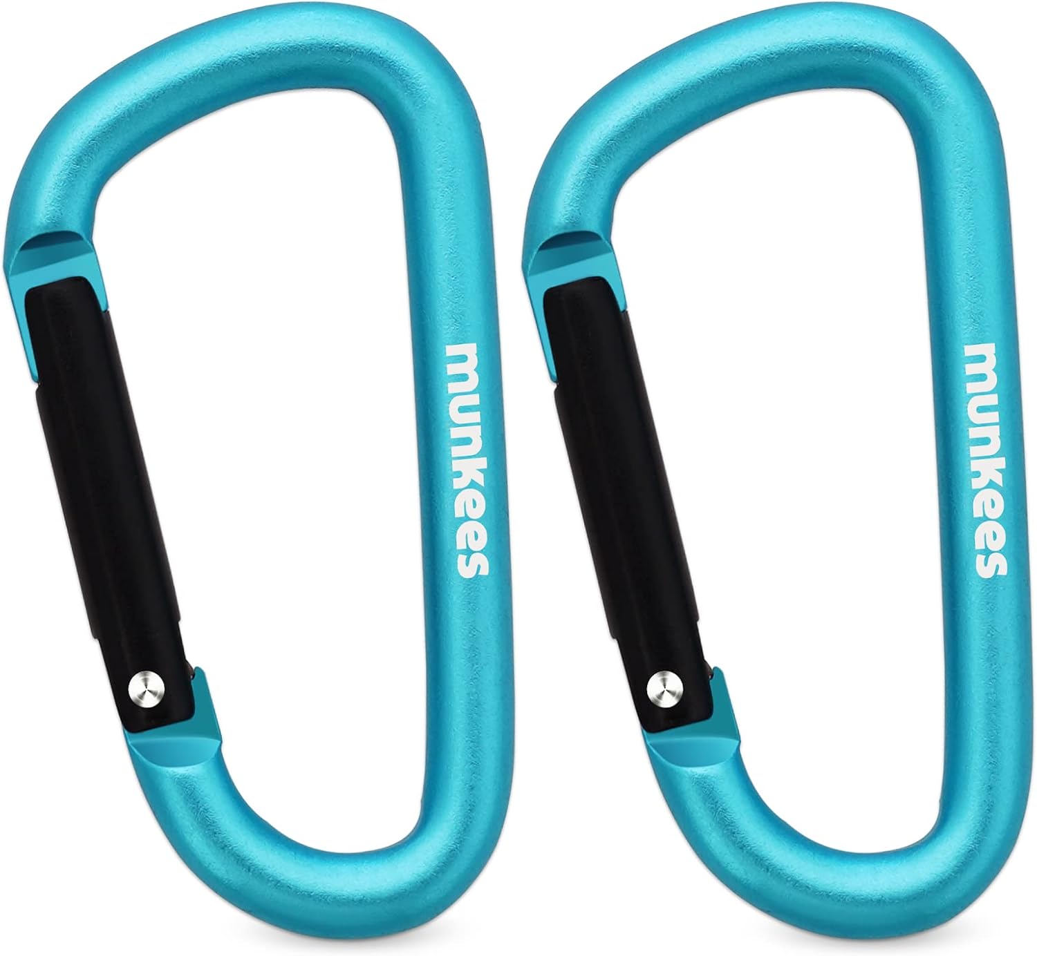 munkees Small Carabiner Clip Keychain 2 Pack, Mini Caribeener 2 inch to 3" for Keys Aluminum Alloy Biner Lightweights for Bottle Buckle, Backpack Hook