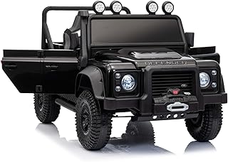 4x4 électrique Enfants 12V Land Rover Defender 110 SVX, Noir, Transmission, Batterie Lithium, Voiture électrique Enfants télécommande 2,4 GHz, USB/Aux/Bluetooth, phares LED, 3-7 Ans, 4X 25 W Moteur