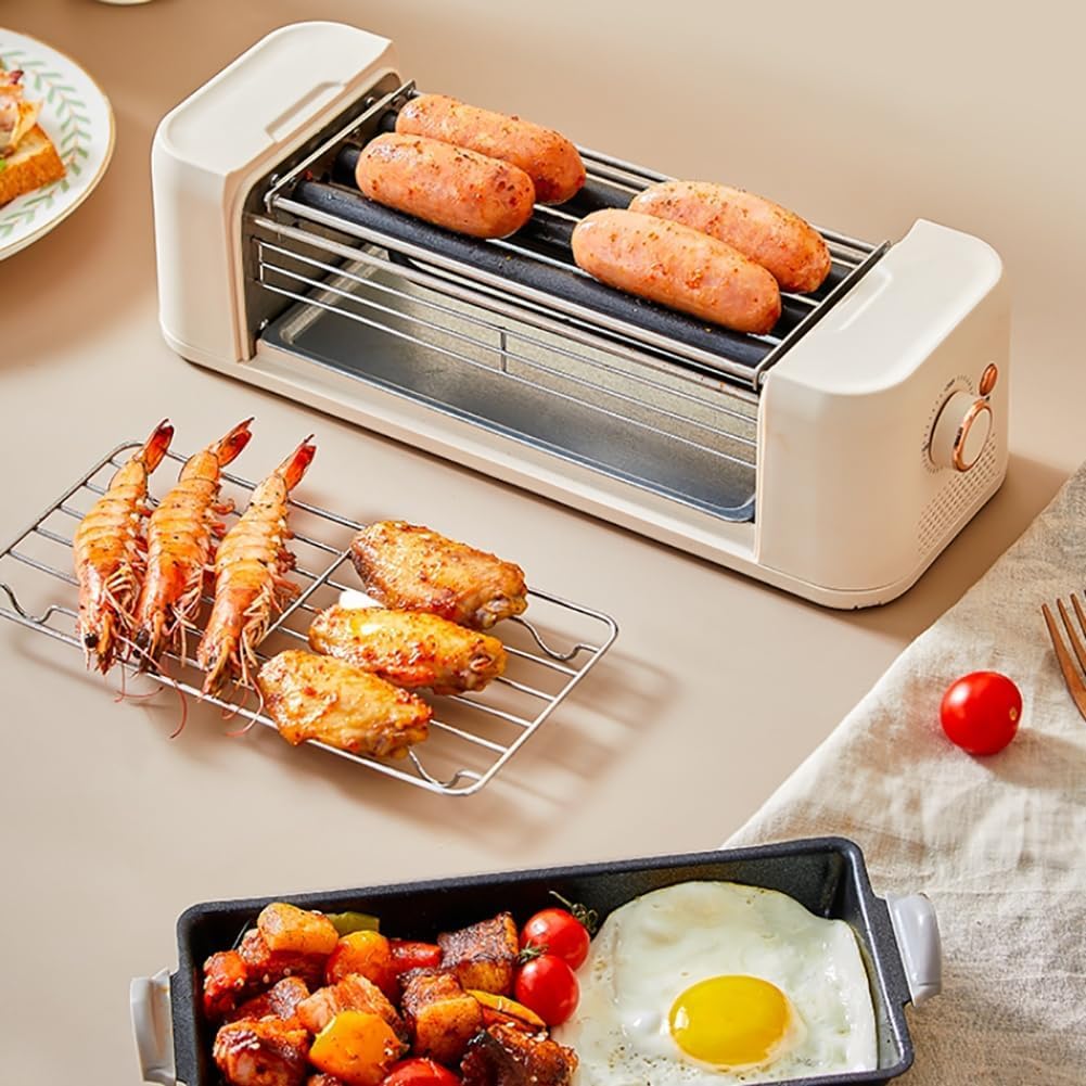 Máquina cocinar Parrilla Rodillo Perritos Calientes, Mini máquina Hacer Perritos Calientes Salchichas a la Parrilla el hogar de 500 W, máquina Rodillo Perritos Calientes Salchichas Desayuno