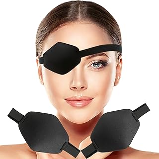 2 PCS Eye Patches for Adults,Adjustable Eye Patch Medical for Left Right eye, Black Eyepatch for Lazy Eye Amblyopia after Cataract Surgery(Large Size)