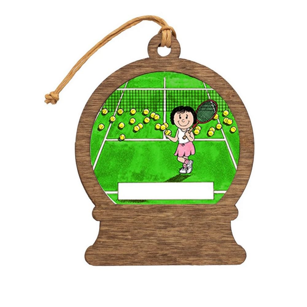 PrintedPerfection.com Personalized Tennis Player - Female Wooden Snow Globe Shaped Christmas Ornament