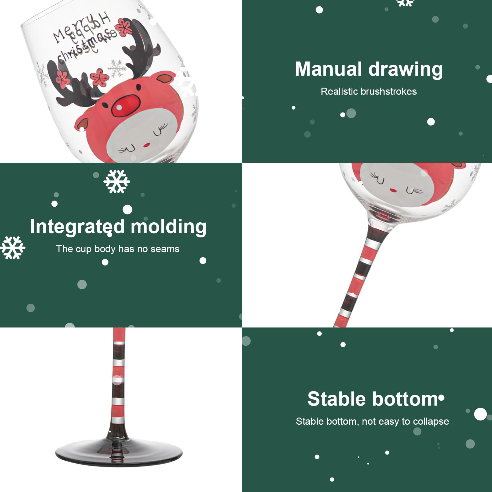 Firulab Tazze di Vetro Natalizie | Bicchieri da Whisky in Vetro Creativo Bicchieri da Festa di Natale,Tazza in Vetro per Albero di Natale, Riutilizzabile, per Le Vacanze, Classica Tazza Senza Stelo
