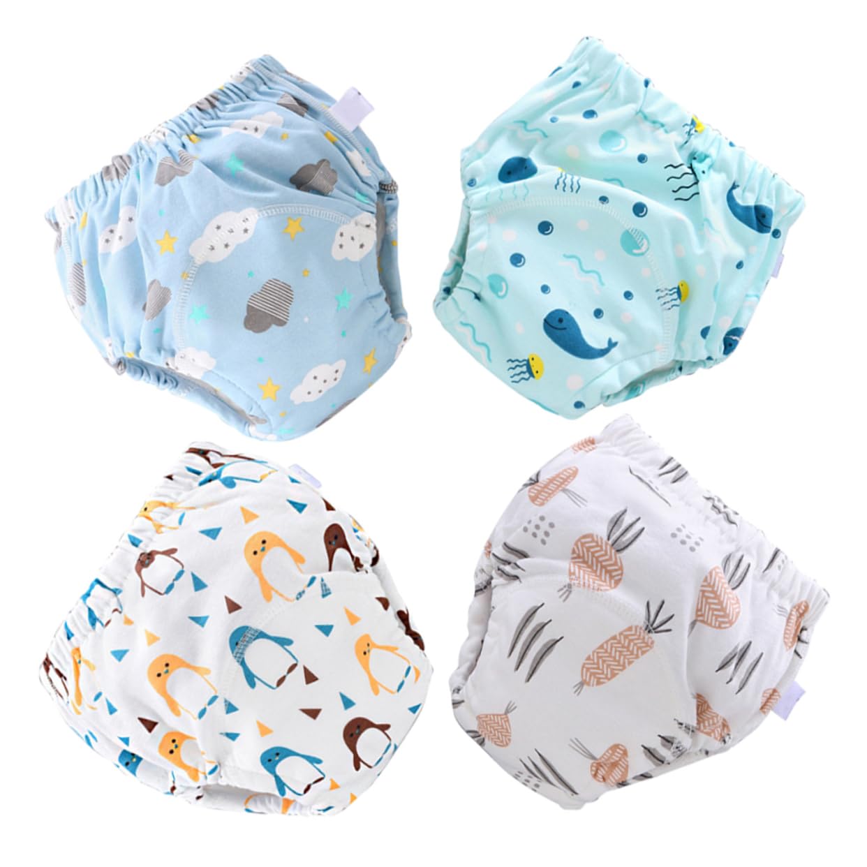 Kisangel Pantalones de Entrenamiento para Bebés de Algodón 4 Piezas, Fáciles de Quitar y Portátiles, Ideales para Viaje y Uso Diario en Bebés de 6-12 Kg