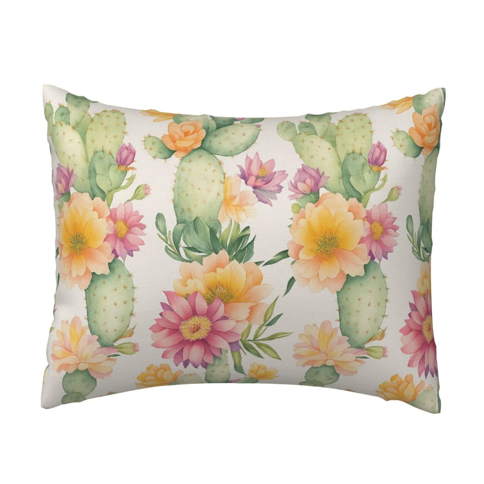Watercolor Cactus Pillowcase Soft Plush with Zipper Decorative Pillowcovers 16x20 in
