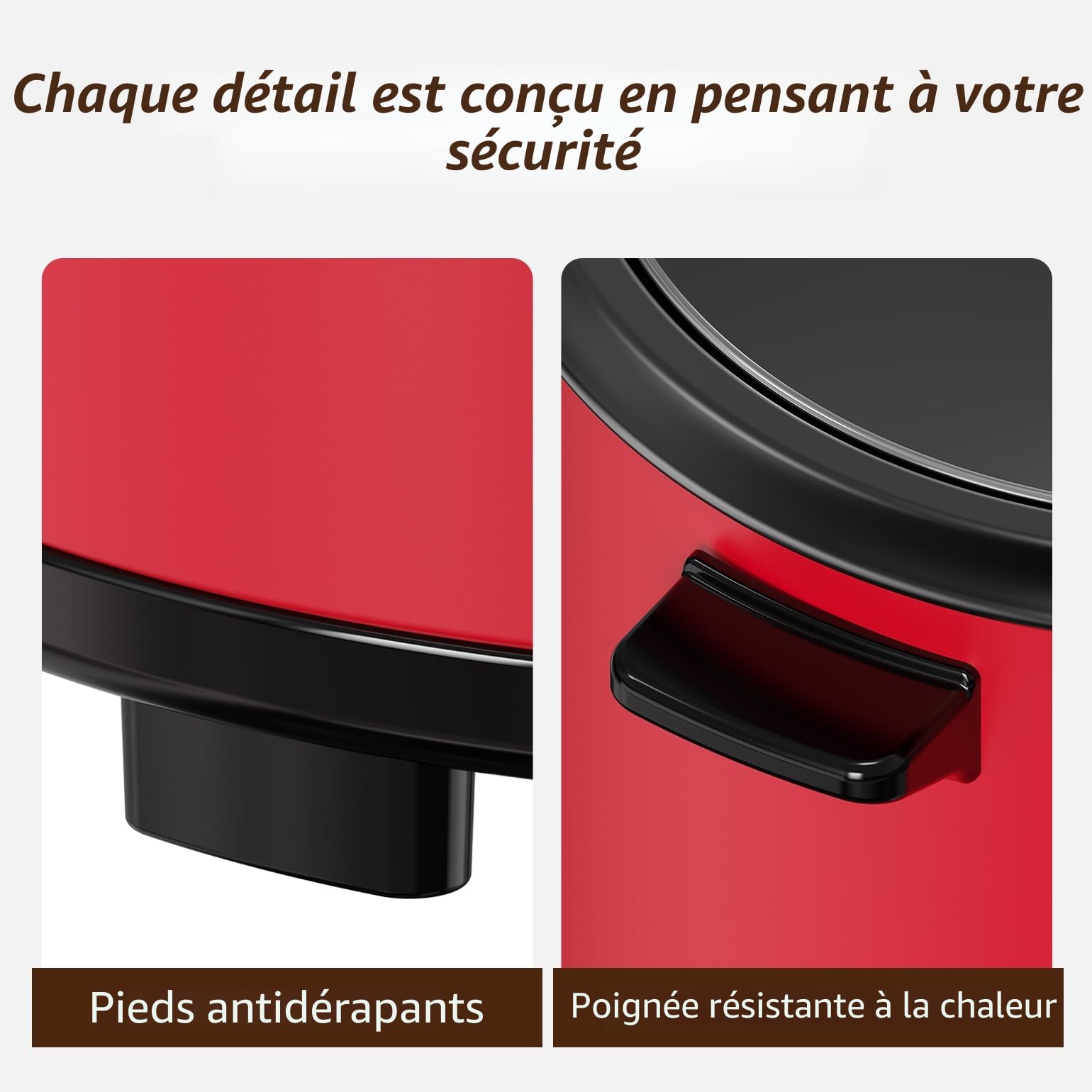 ERC-10CRD 1.8L | 700W cuiseur à riz et insert vapeur noir chaud et cuire 1-10 personnes marmite à revêtement antiadhésif, cuillère à riz et tasse à mesurer, couvercle en verre